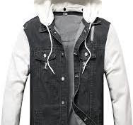 Men's Hooded Denim Jacket with Detachable Hood